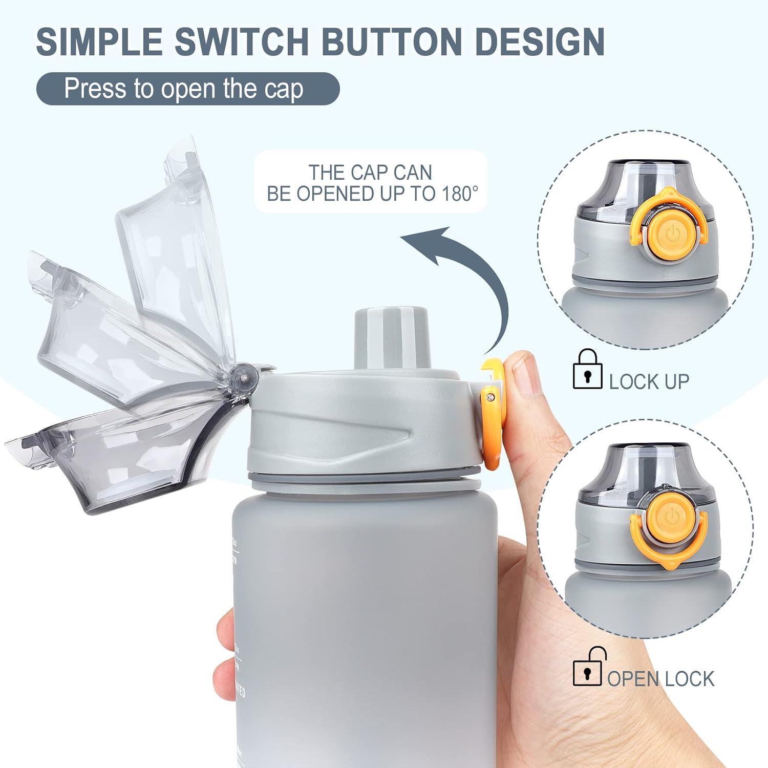 Sport Trinkflasche 1L BPA-frei mit Verschlussdeckel auslaufsicher 1000ml Grau