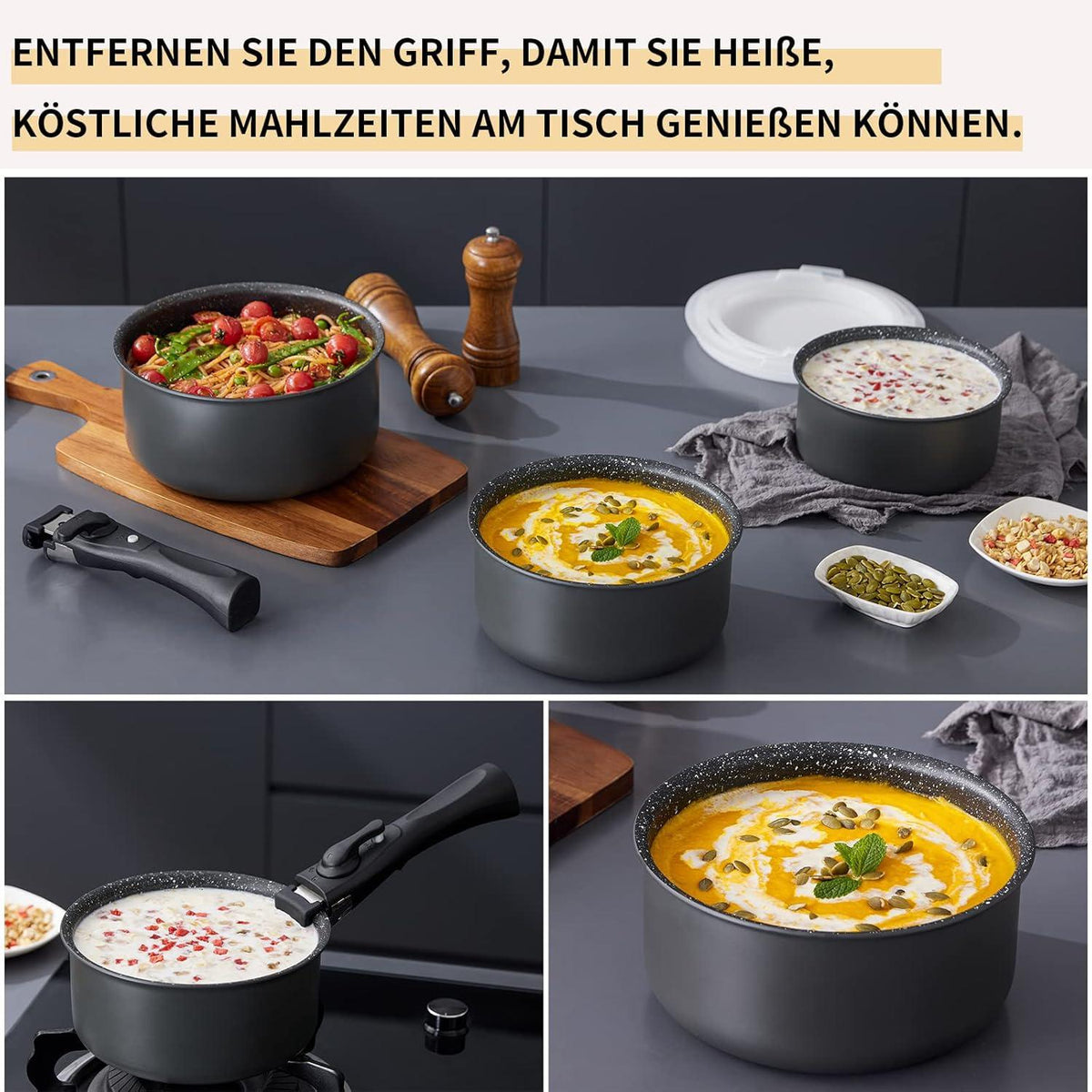 Kochtopf Set 7 tlg | Induktion | Antihaftbeschichtet | backofenfest