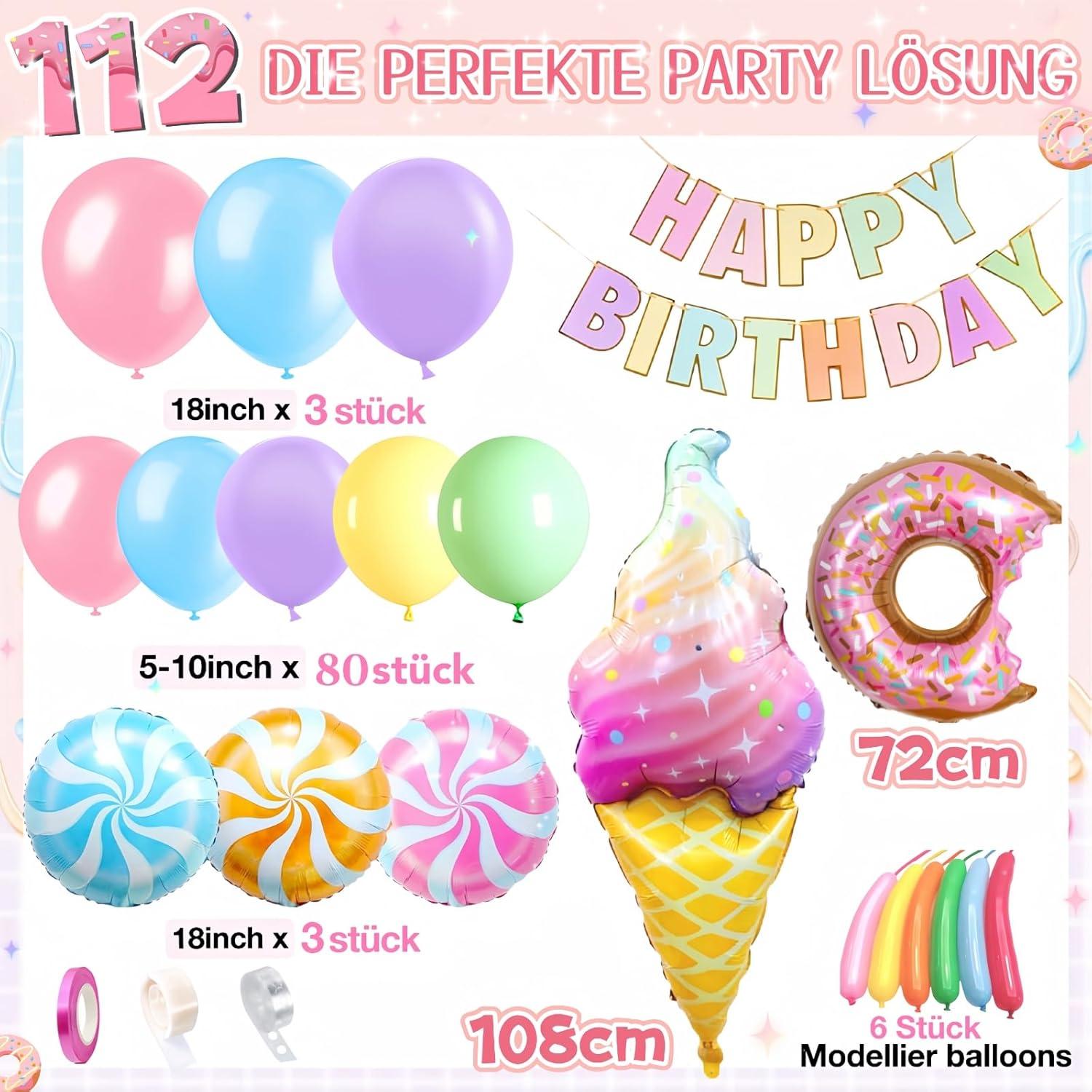 Daidle Geburtstagsdeko Mädchen Regenbogen Pastell