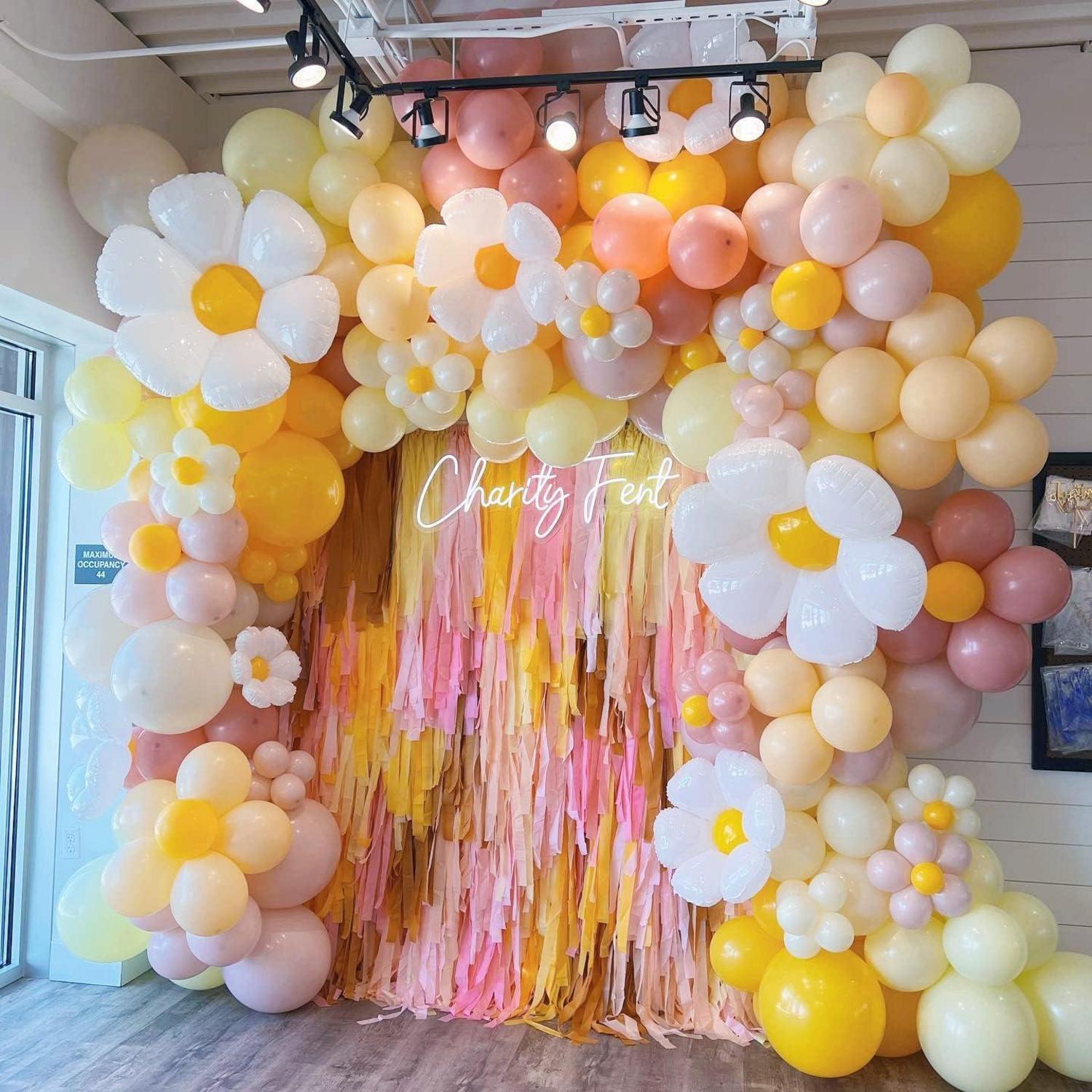 Luftballon Girlande Set Rosa Retro Boho Party Deko
