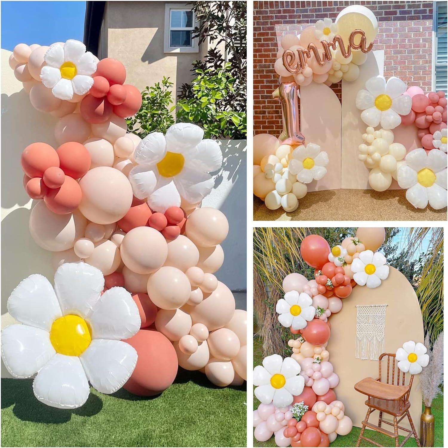 Rosa Ballon Girlande Boho Party Deko Gänseblümchen Luftballons