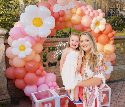 Daidle Ballon Girlande Set Rosa Aprikose Party Deko Mädchen Retro Daisy Luftballons