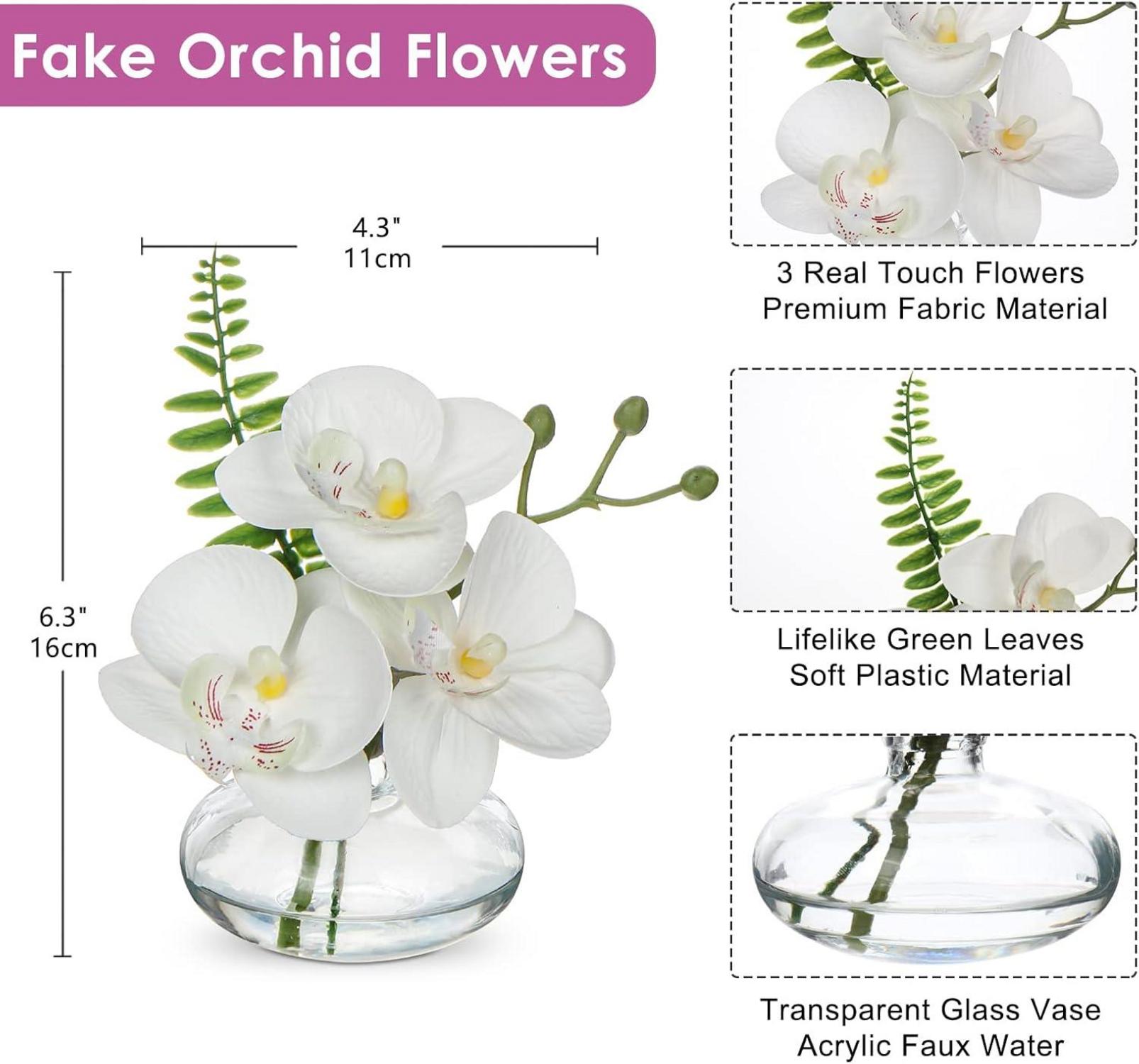 Briful Kunstblumen Set Orchideen Deko Glasvase für