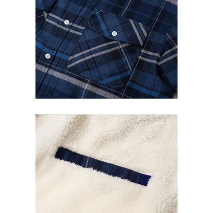 TACVASEN Herren Fleece Flanellhemd Winter Thermo Jacke Blau Grau