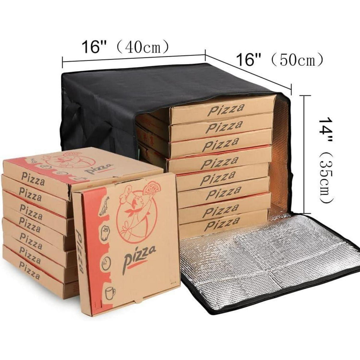 Kühltasche wiederverwendbar für Lebensmittel – Schwarz 40x40x35cm