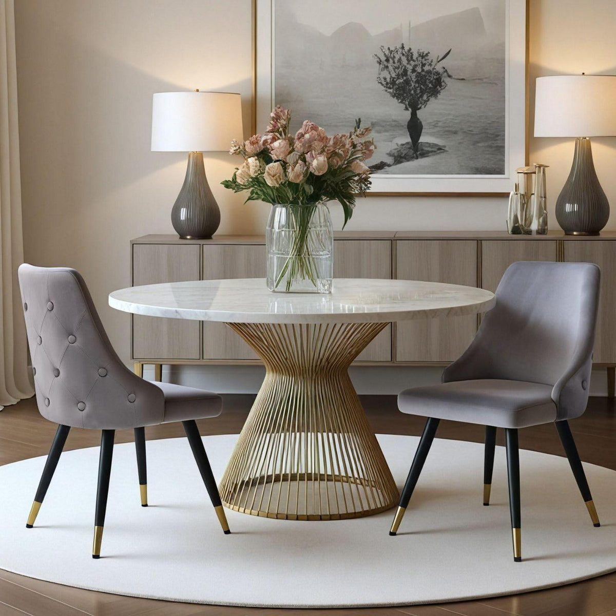 Samt Esszimmerstühle 2er Set – Modern & Komfortabel Grau
