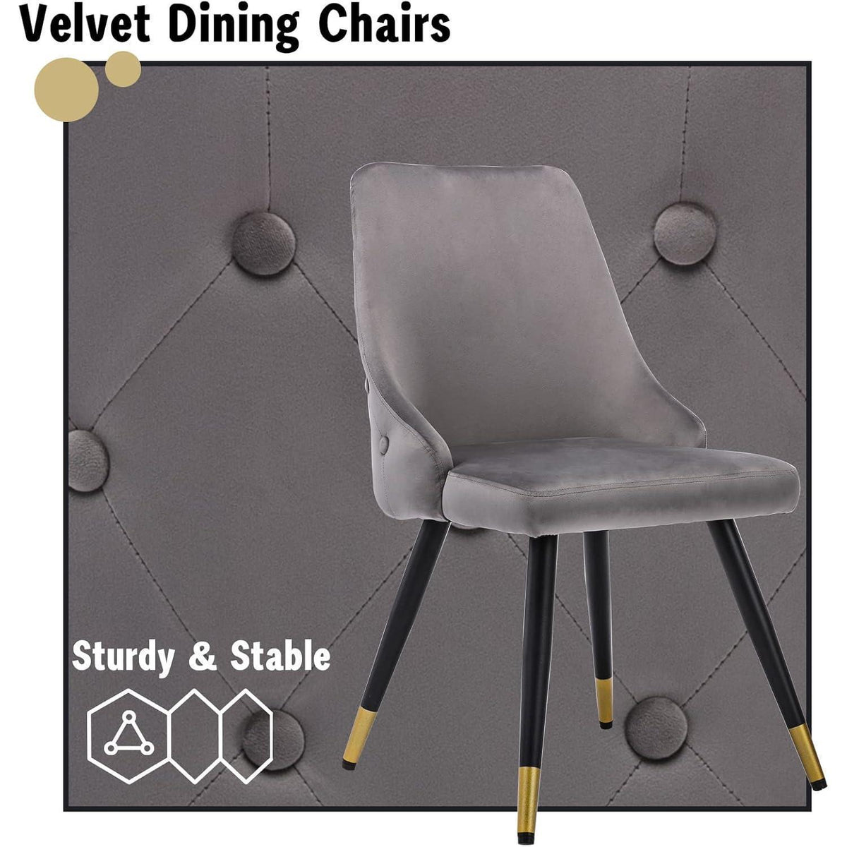 Samt Esszimmerstühle 2er Set – Modern & Komfortabel Grau