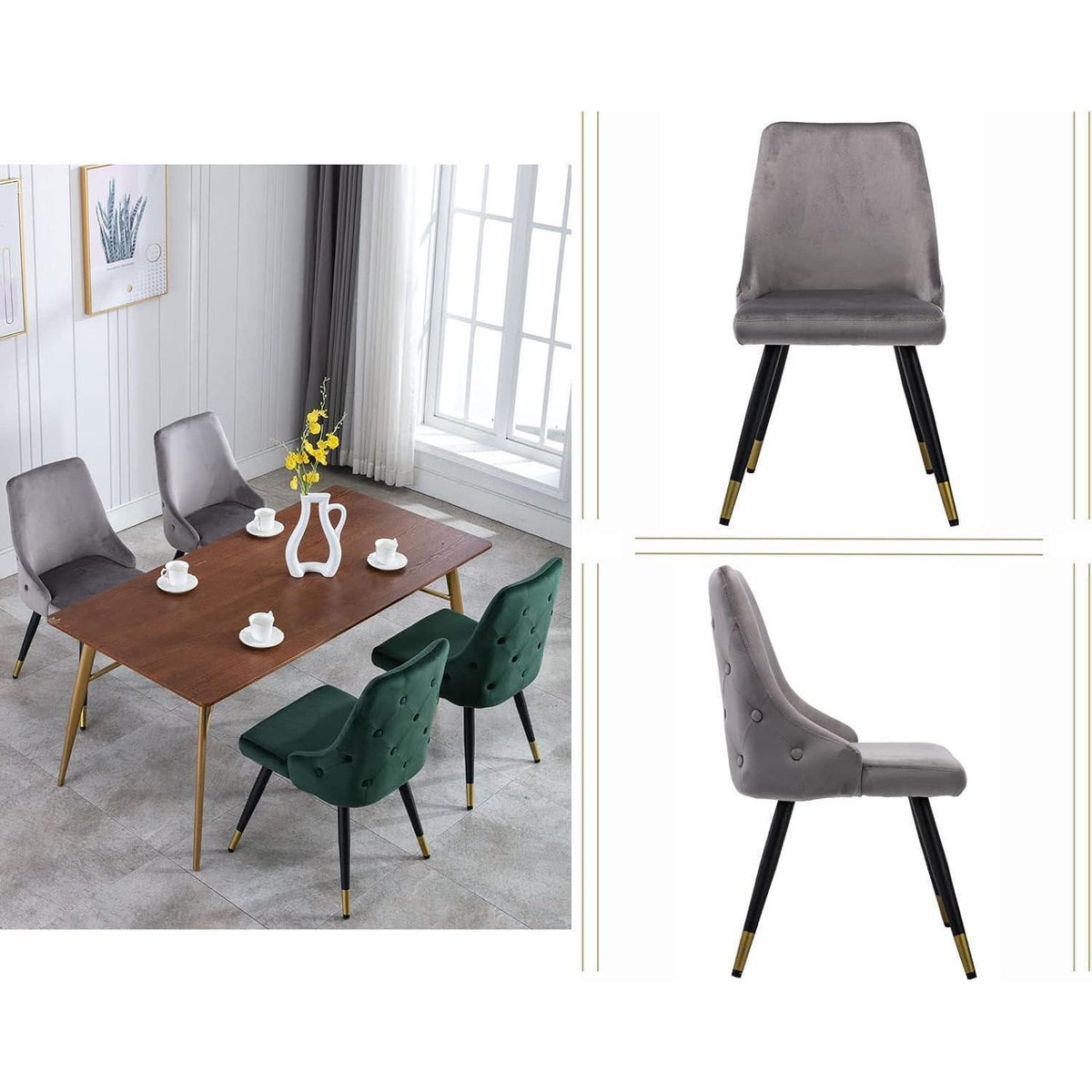 Samt Esszimmerstühle Set 4er – Modern & Komfortabel Grau