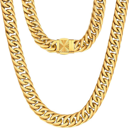 KRKC&CO Panzerkette Herren 18K Gold Cuban Link Chain
