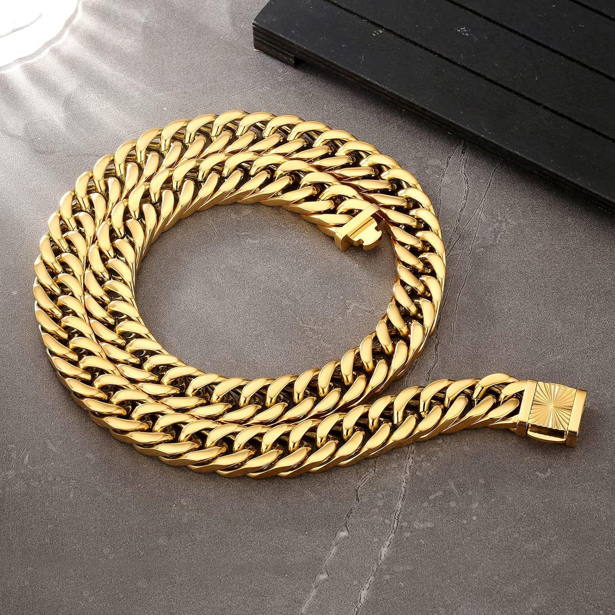 KRKC&CO Panzerkette Herren 18K Gold Cuban Link Chain