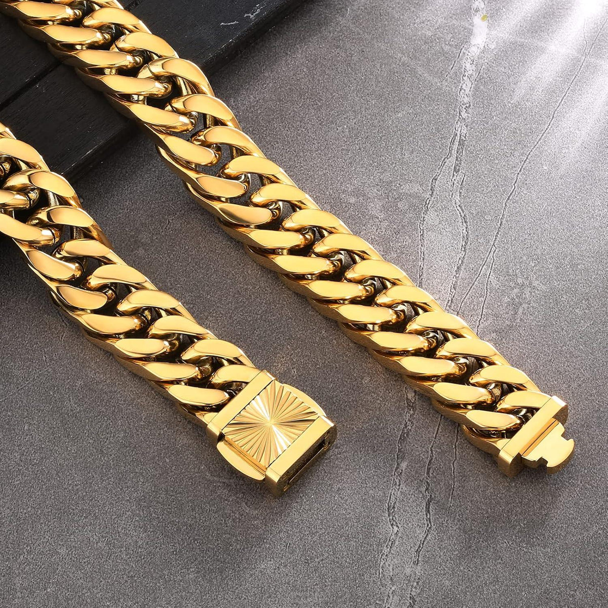 KRKC&CO 14mm Goldkette Cuban Link Chain Herren Edelstahl 50.8cm