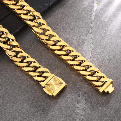 KRKC&CO 14mm Goldkette Cuban Link Chain Herren Edelstahl 50.8cm
