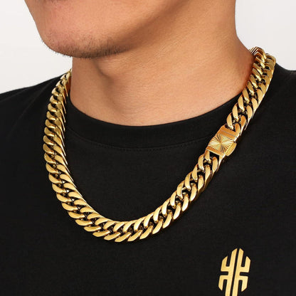 Panzerkette Armband Herren Edelstahl 18K Gold Cuban Link Chain Silberkette 50.8cm