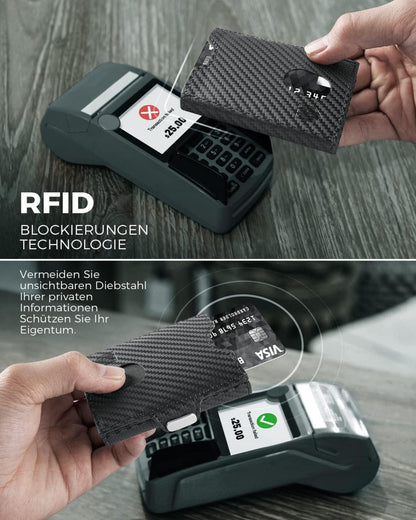 Mini Geldbörse RFID-Schutz Herren Karten Portemonnaie Slim Wallet Schwarz
