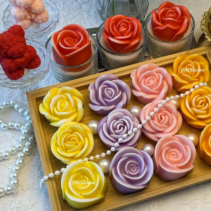Rose Silikonform 3er Set für Kerzen, Seifen & Gießharz