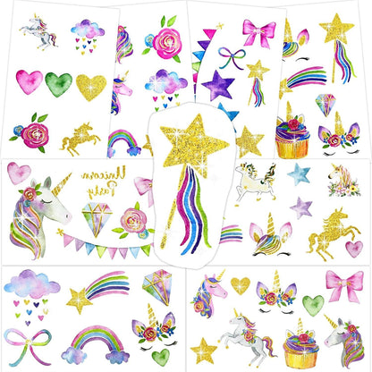 Glitzer Einhorn Tattoos Kinder Set Gold Glitzer Tattoo Temporäre