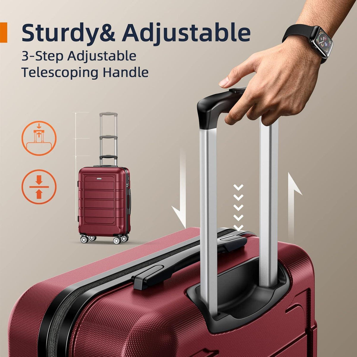 Groß Hartschalen Koffer Leicht Trolley 4 Rollen TSA XL Rot 77cm