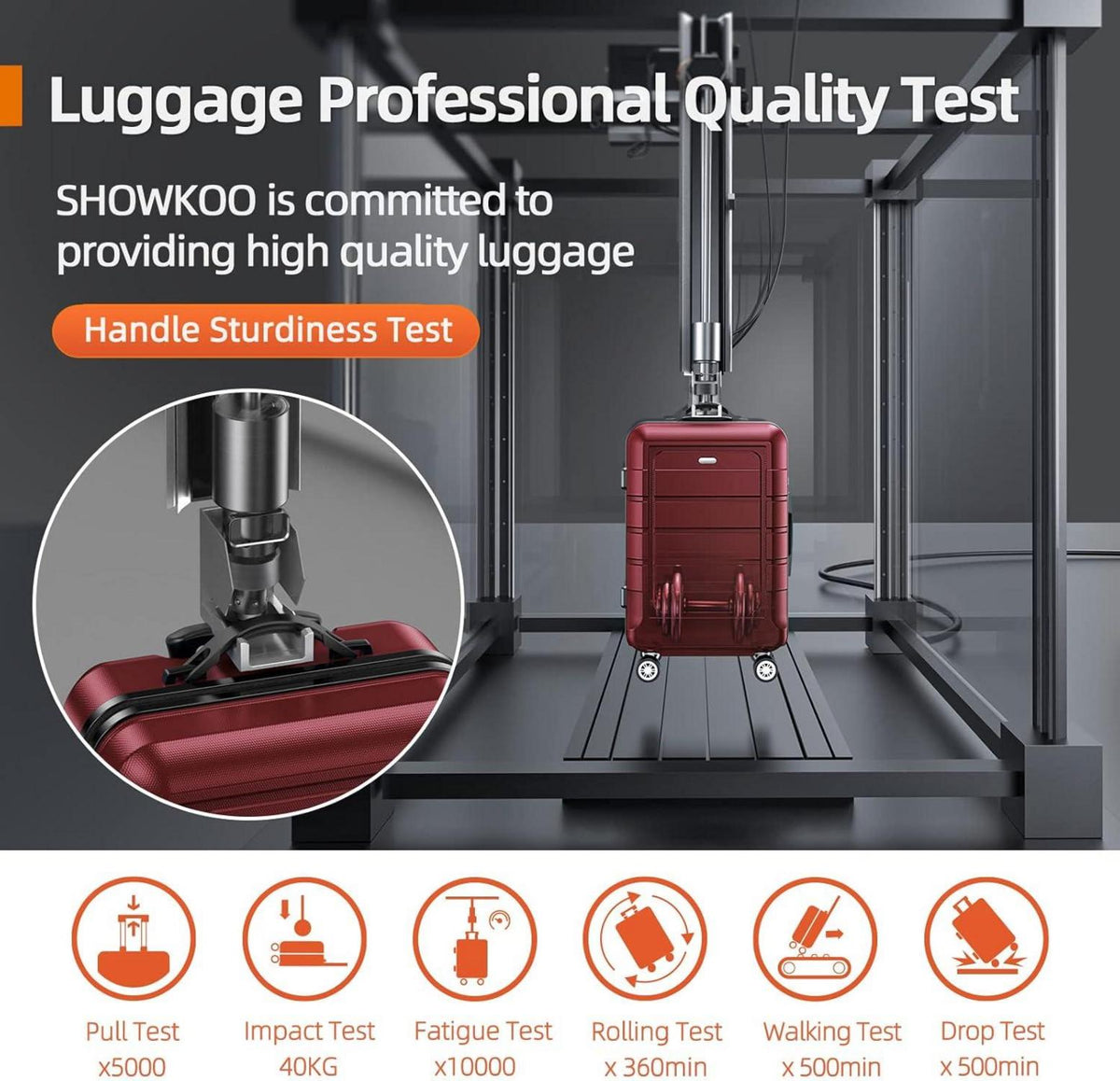 SHOWKOO Großer Hartschalen-Koffer Leicht 77cm XL Rot TSA 4 Rollen