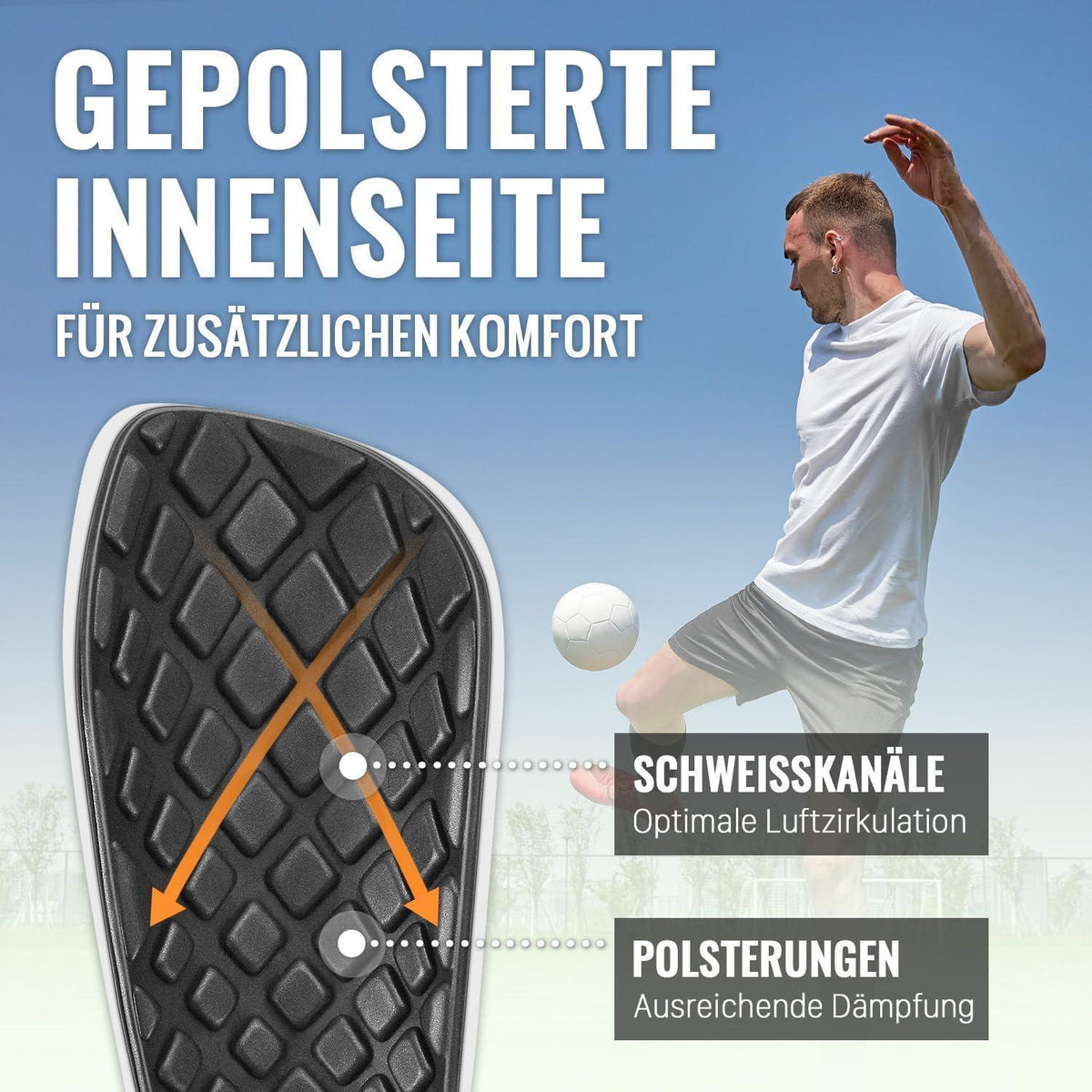 Fußball Schienbeinschoner mit Stutzen & Einstecktasche, Schwarz, M