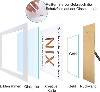 NIX Geldgeschenk Fotorahmen für Männer und Frauen, Geburtstag, Hochzeit