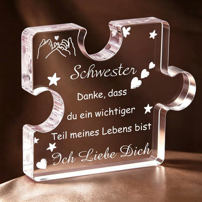 Acryl Puzzle Schwester Geschenk mit Gravur – Geburtstagsüberraschung