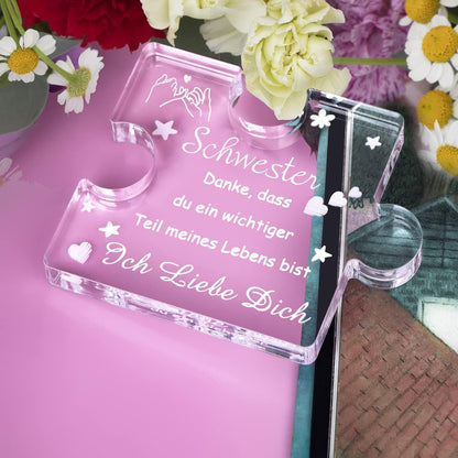 Acryl Puzzle Schwester Geschenk mit Gravur – Geburtstagsüberraschung
