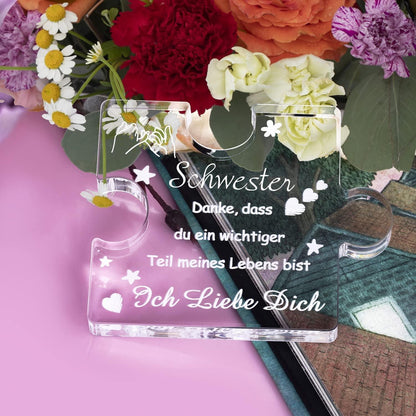 Acryl Puzzle Schwester Geschenk mit Gravur – Geburtstagsüberraschung