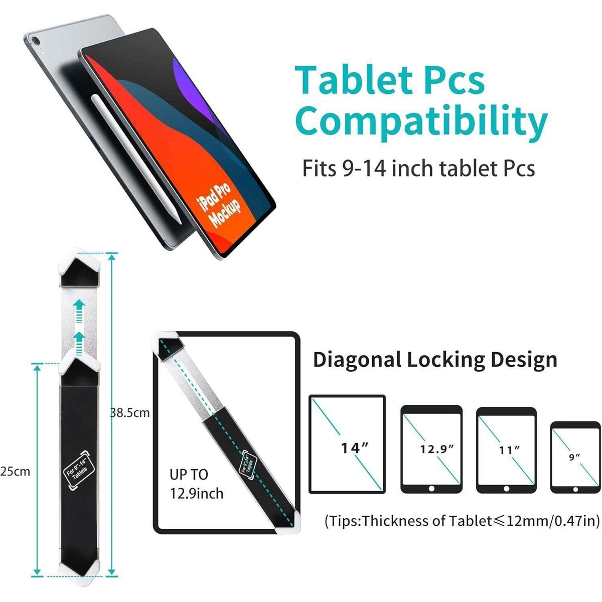 Abschließbarer Tablet Stand für iPad & Co. (9-14 Zoll)