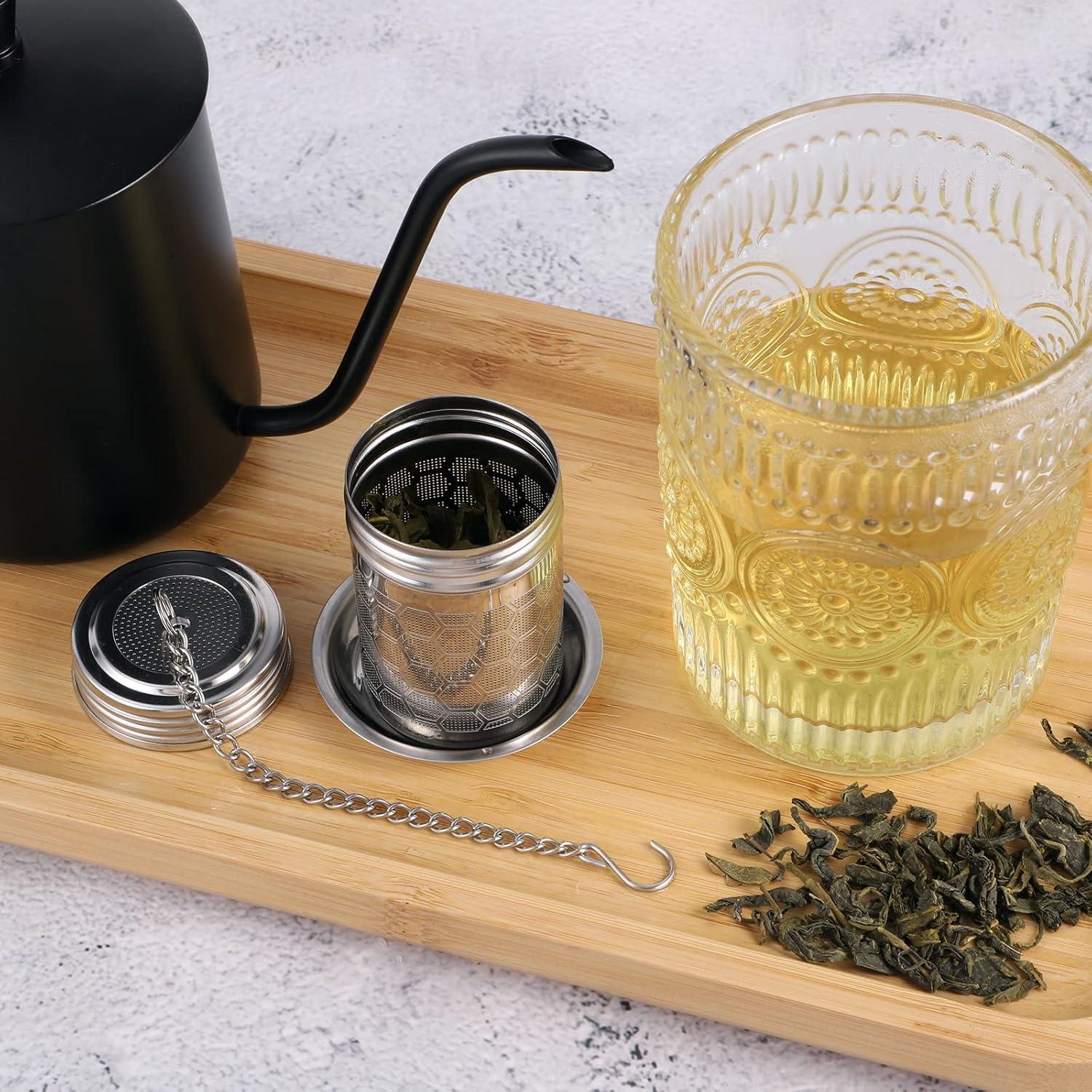 Teesieb Edelstahl Tee Infuser mit Abtropfschale Set