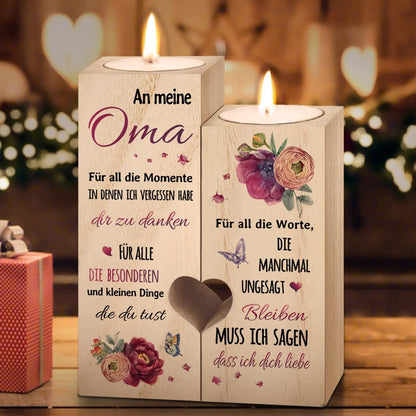 Kerzenständer Herzförmig Holz Oma Geburtstagsgeschenk, 2er Set