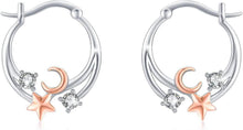 TRISHULA Mond Sterne Ohrringe 925 Silber hypoallergen Creolen
