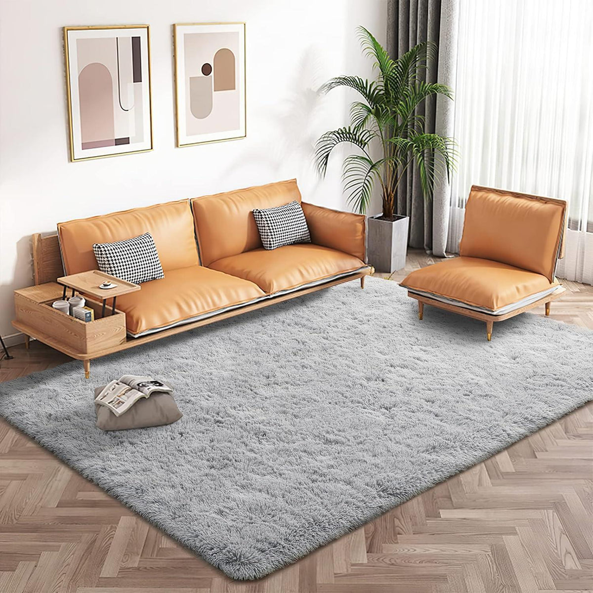 Weicher Hochflor Shaggy Teppich 80x150 cm Grau