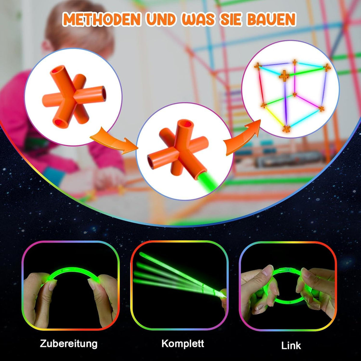 Halloween Neon Party Set 250-teilig fluoreszierende Bar Kinderparty Hochzeit