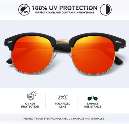 Vintage Polarisierte Halbrahmen Sonnenbrille UV400 Schutz Retro