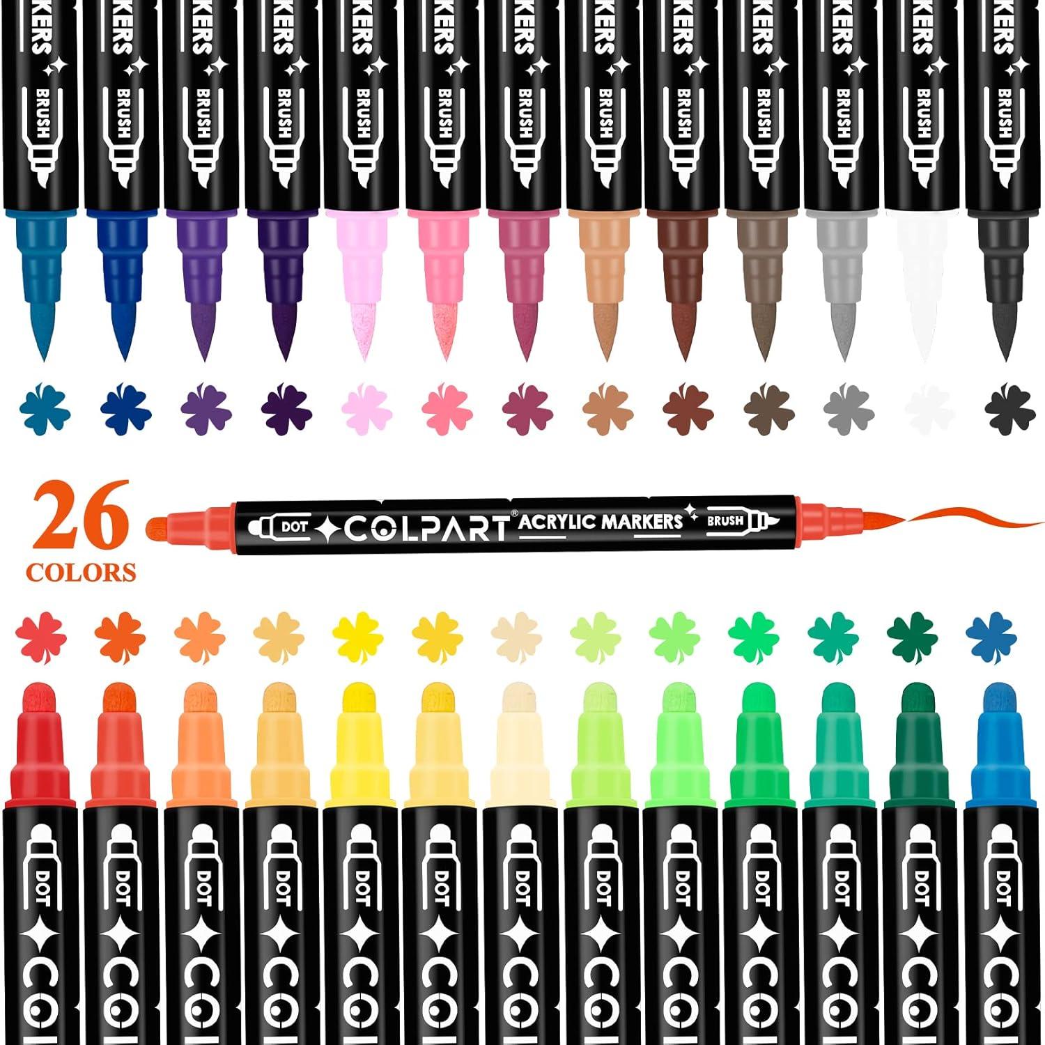 Acrylfarben Stifte Wasserfest 26PCS für Steine Bemalen Holz Metall