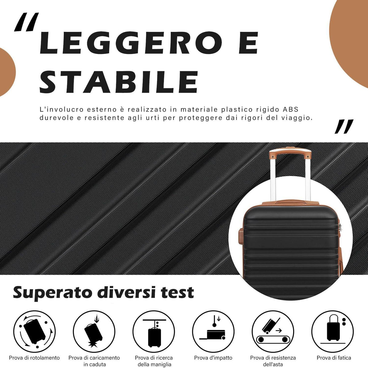 COOLIFE Koffer Trolley Set ABS Hartschale 4 Rollen TSA-Schloss 3tlg