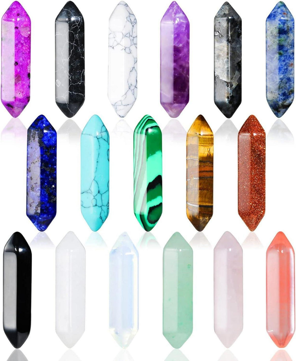 Heilende Kristalle Sets 17Stück Sechseckige Edelsteine Chakra