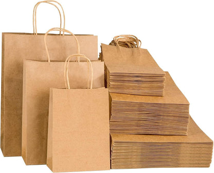 100 Kraftpapiertüten Braun Henkel Geschenktüten Packungen