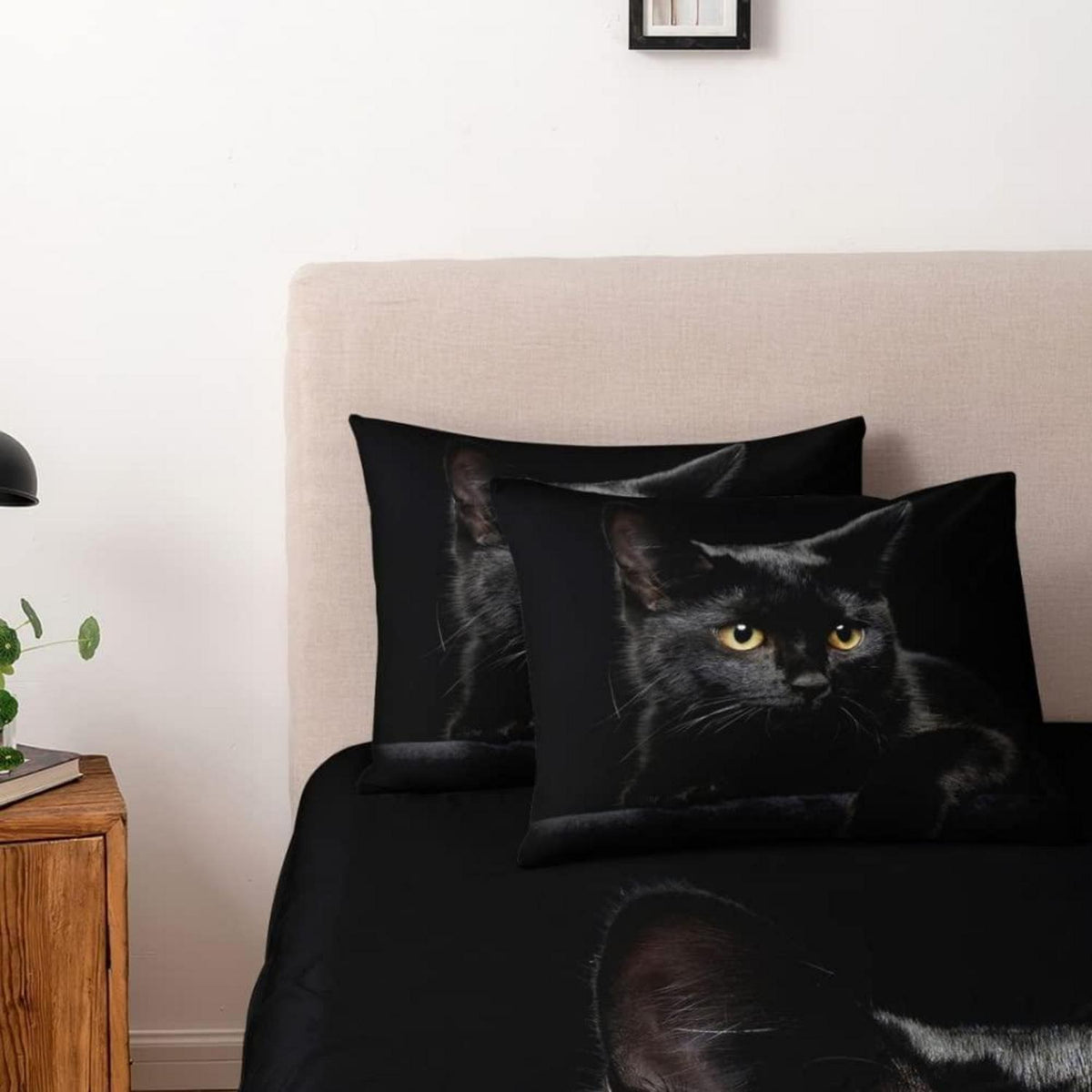 3D Katzen Bettwäsche Set 135x200 - Schwarz & Weich