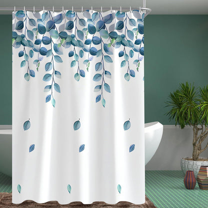 Duschvorhang Grün Blätter 220x200cm, Antischimmel Textil, Wasserabweisend, Waschbar