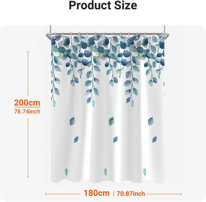 Duschvorhang 180x200cm Grün Blätter Pflanze Wasserabweisend Textil