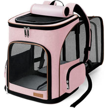 Erweiterbarer Haustier Rucksack für Katzen & Hunde bis 10kg, Rosa XL