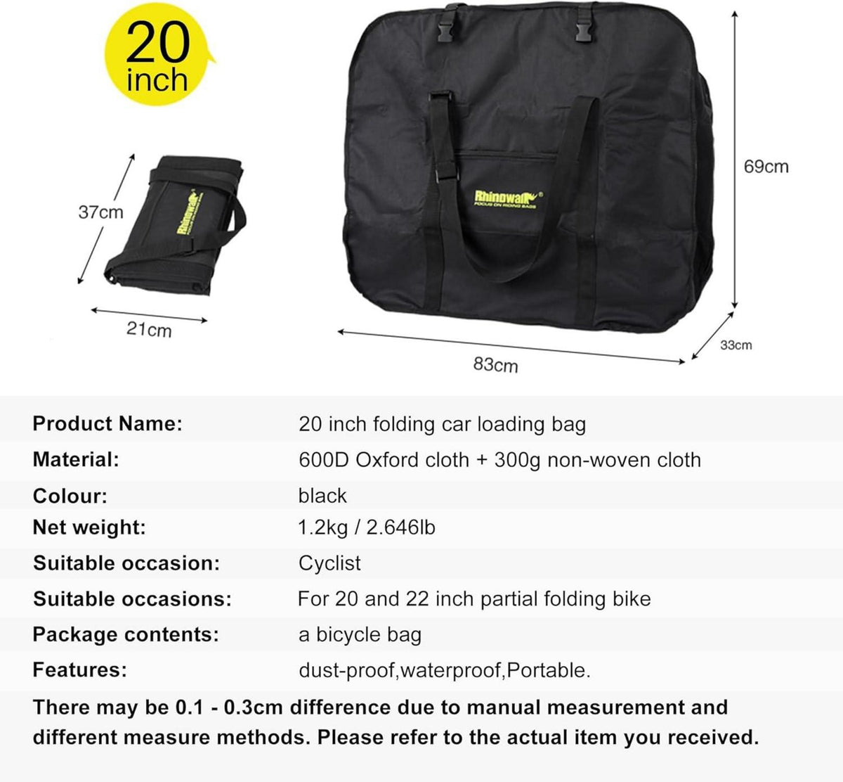 Klapprad Transporttasche 16-20 Zoll Faltrad Wasserabweisend