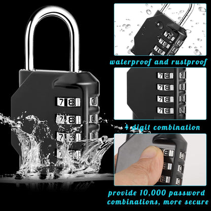 2er Pack 4-stelliges Zahlenschloss Zinklegierung Schwarz Silber