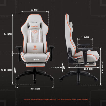 Ergonomischer Gaming-Stuhl mit 4D-Armlehnen & Fußstütze in