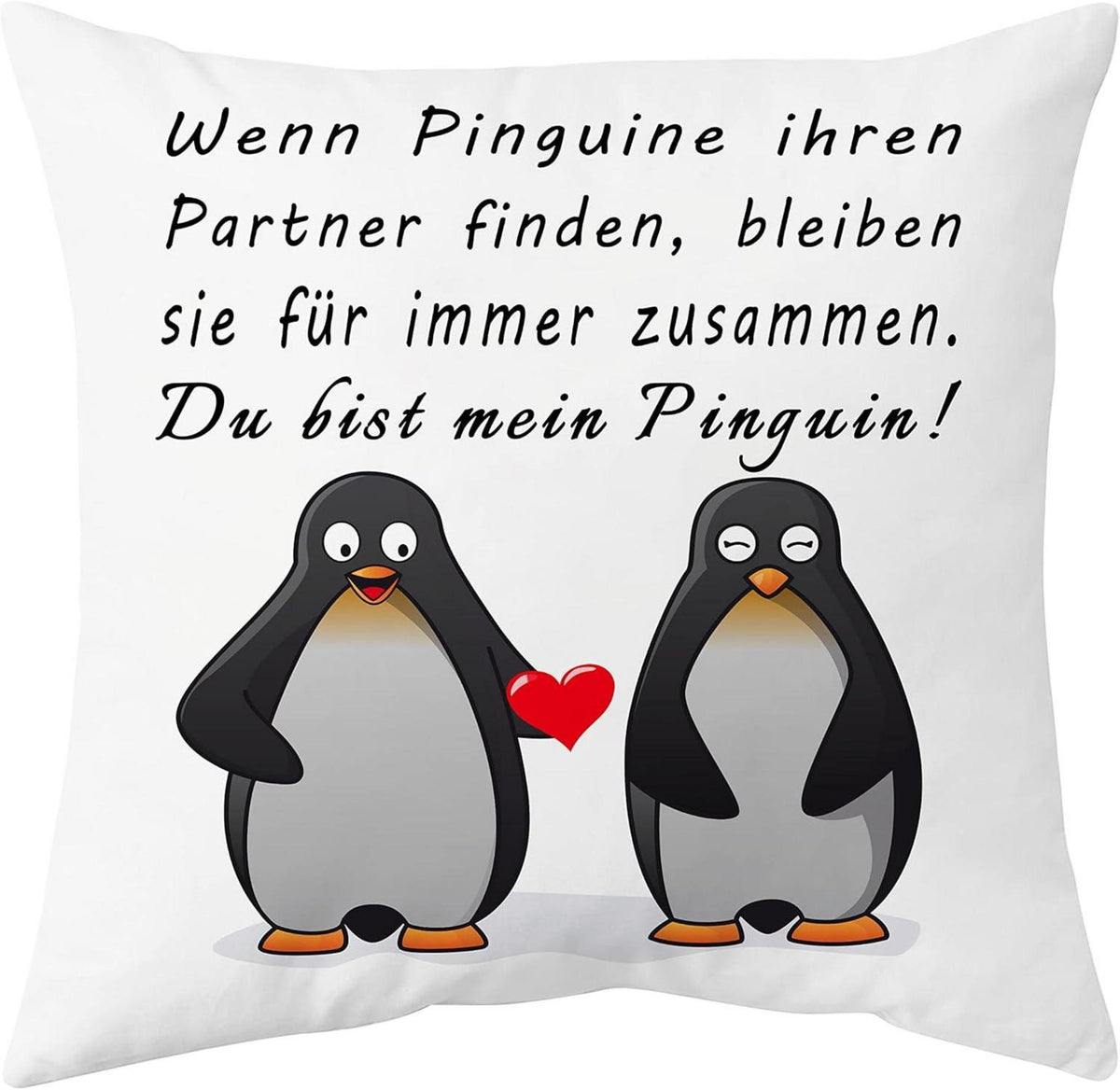 Pinguin Geschenk Kissenbezug 45x45 cm Partner Lustig Jubiläum