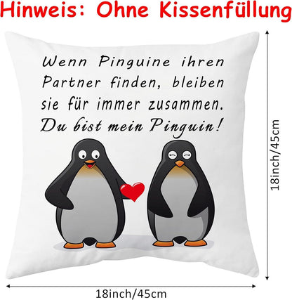 Pinguin Geschenk Kissenbezug 45x45 cm Jahrestag Partner