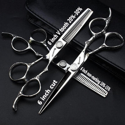 6 Zoll Japanische Friseurschere – Silberne Schlange Textur
