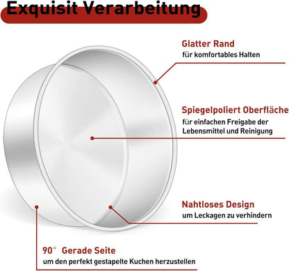 Onader 2er Set Edelstahl Runde Kuchenbackformen 16cm