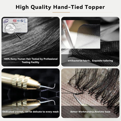 Remy Haar Topper Braun – Handgeknüpft, 12 Zoll